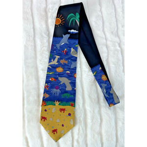 Save The Children Tie Ocean Animals Sea Creatures Beach Pattern
